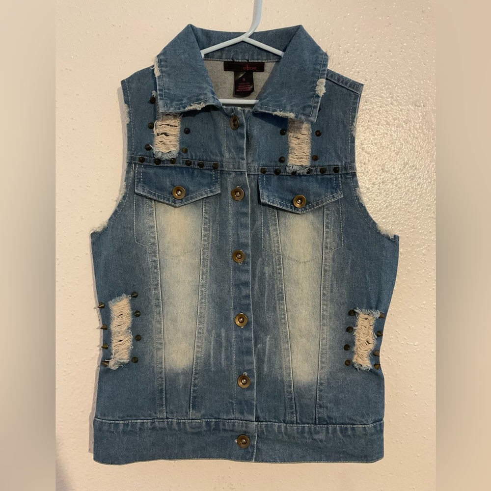 Ladies Distressed Spiked Studded Vest